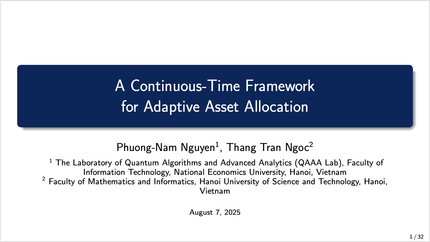 Báo cáo về mô hình tối ưu hoá động cho danh mục đầu tư của QAAA Lab tại COMOSA25